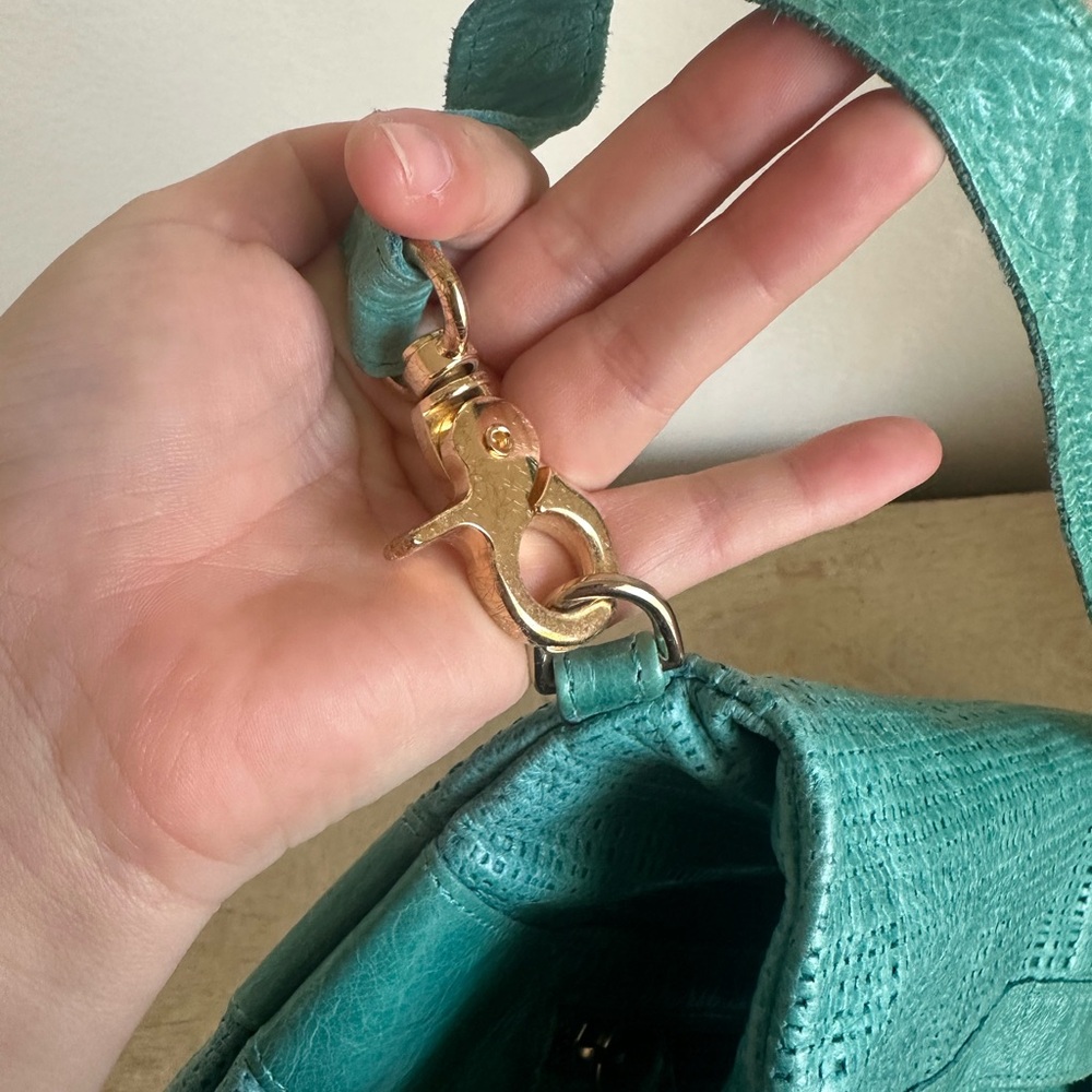 Foley & Corinna Mid City Turquoise Leather Convertible Bag - Picture 13 of 14